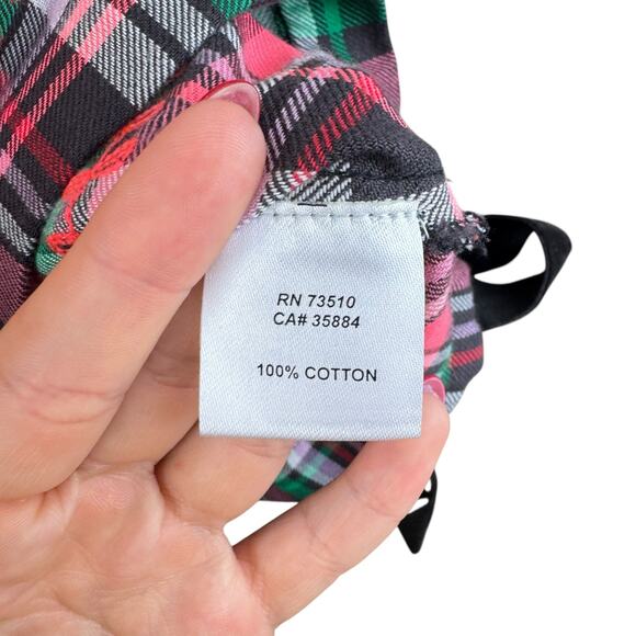 Ivy Jane Pink Green Plaid Floral Embroidered Stretchy Flowy Cotton Top - Picture 12 of 12